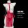 Sheer red mesh nightgown with cut-outs and chains on mannequin – sexy lace sleep dress for women, seductive lingerie outfit.