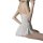 Woman wearing white sheer lace sleepwear dress with delicate straps and flirty hem, perfect for seductive bedroom lingerie.