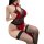 Sexy red lace nightgown with backless cutout design, featuring a cheongsam-style erotic lingerie look for women.