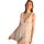 Woman wearing sexy lace sleepwear with deep v-neck and high slit, sheer mesh nightgown for seductive elegance.