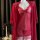 Red sheer lace sleepwear set with cami, shorts, and robe on mannequin – seductive summer lounge outfit for women.