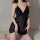 Sexy lace slip nightgown featuring deep v-neckline and bow detail, perfect for autumn romantic sleepwear set.
