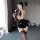 Sexy lace uniform dress for women featuring a tight fit cheongsam mini skirt with sheer mesh and strappy details, perfect for...