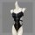 Sexy black latex-style backless bodysuit with front zipper and push-up design for provocative role play.