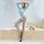Woman posing in a sheer blue leopard lace bodysuit, elegant one-piece lingerie with mesh details and high heels.