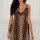 Sexy leopard print babydoll nightgown with cross-border trendy lace-trimmed side-slit chemise for women