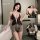 Sexy leopard print lace bodysuit - latin dance costume & seductive sleepwear with shiny fringe & sparkle details