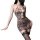 Sexy leopard print lace bodysuit with sheer mesh halter design, perfect for seductive sleepwear and lingerie sets for women.