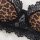 Sexy leopard print lace bra set with black floral trim, lightweight push-up lingerie for women, wild and alluring design.