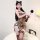 Sexy leopard print lingerie set for women – pure & seductive lace sleep dress with high slit & sheer chest detail