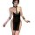 Sexy black sheer mesh lingerie set with gold chains, deep v-neck, and removable clips for seductive adult role play.