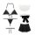 Sexy black and white maid lingerie set with halter neck top, bow accents, lace trim panties, garter, and short skirt for wome...