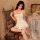 Sexy lingerie sleepwear set - cute sheer backless nightdress with matching bra & panty for women, elegantly displayed on a vi...
