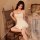 Sexy lingerie sleepwear set - cute sheer backless nightdress with matching bra & panty for women, elegantly displayed on a vi...