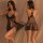 Sexy black lace lingerie set featuring sheer fabric with intricate designs, perfect for seductive sleepwear, provocative cost...