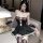 Sexy maid cat lingerie set for women – sheer mesh sleep dress with lace trim & strapless bodice