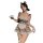 Sexy maid costume set - cute plaid dress with apron and bunny ears for role play