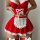 Sexy maid costume set featuring red lace-trimmed outfit with adjustable straps, perfect for adults seeking an elegant yet pla...