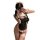 Sexy maid costume lingerie set featuring black and pink frills, perfect for flirty sleepwear or seductive bedroom outfits.