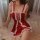 Sexy maid costume lingerie set - red velvet dress with lace details, perfect for christmas and role play outfits
