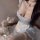 Sexy maid costume lingerie set featuring a light blue dress with ruffles, perfect for seductive sleepwear. includes stockings...