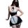 Sexy black and white maid costume lingerie set with lace trim, apron, and bow - seductive role play outfit for women.