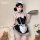 Sexy maid costume lingerie set featuring a black and white outfit with lace details, perfect for date night or role play.