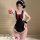 Sexy maid costume set featuring black and red design with lace details, perfect for seductive chef or housemaid outfits. incl...