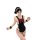 Sexy maid costume set featuring black and lace design with red bow, sheer stockings, and no-remove sleepwear for seductive ch...