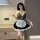 Sexy maid costume set - seductive lingerie sleepwear outfit for role play & bedroom fun, featuring a black bodice with white ...