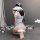 Sexy maid costume set featuring blue checkered lingerie with lace details, perfect for cosplay or seductive allure.