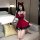 Sexy maid costume sleepwear set - seductive lingerie nightgown for role play & romantic nights, featuring a red dress with la...
