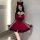 Sexy maid costume sleepwear set featuring a red dress with lace details, bow headband, and gloves, perfect for role play and ...