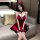 Sexy maid costume sleepwear set featuring a red dress with black lace details, perfect for role play and romantic nights.