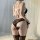 Sexy maid costume featuring open-crotch design, lace details, and stockings, perfect for a cute and seductive bedroom look.