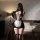 Sexy maid costume set featuring tearable sheer mesh lingerie with cheeky butt exposure and revealing chest design.