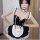 Sexy maid costume featuring underwire push-up bra, flirty french maid outfit for women, lingerie sleepwear set.