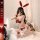 Sexy maid costume for women - christmas bunny girl role play outfit, naughty lingerie set with thong & bow headband