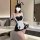 Sexy maid costume for women featuring a cute bunny girl outfit with low-cut design, no-remove play suit, perfect for cosplay.