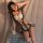 Sexy maid costume for women featuring a cute sheer mesh bodysuit with ruffled trim and delicate lace details, perfect for pla...