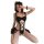 Sexy maid costume for women featuring a cute sheer mesh bodysuit with ruffled trim and delicate lace details, perfect for pla...
