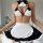 Sexy maid costume set featuring a black and white halter top with bow tie, paired with a voluminous skirt for a flirty and st...