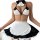 Sexy maid costume set featuring a halter top with black accents, white apron, and ruffled skirt, perfect for halloween cospla...