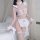 Sexy maid costume for women featuring lace design, cute role play outfit with ruffles and bows, perfect for cosplay and tempt...