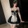 Sexy maid costume set featuring lace push-up corset with steel boning, cute and alluring cosplay outfit.