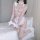 Sexy maid costume for women featuring lace cosplay dress, cute role play outfit with delicate bows and stockings, perfect for...