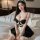 Sexy maid costume set for women - lace push-up busty corset outfit with steel boning & cute french maid style