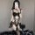 Sexy maid costume set for women featuring lace role play outfit with open-crotch design, erotic uniform for couples.