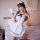 Sexy maid costume for women featuring an open-crotch design, seductive sleep dress, and roleplay uniform outfit with white ap...