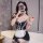 Sexy maid costume for women featuring a black and white outfit with lace details, perfect for role play and couples fun.